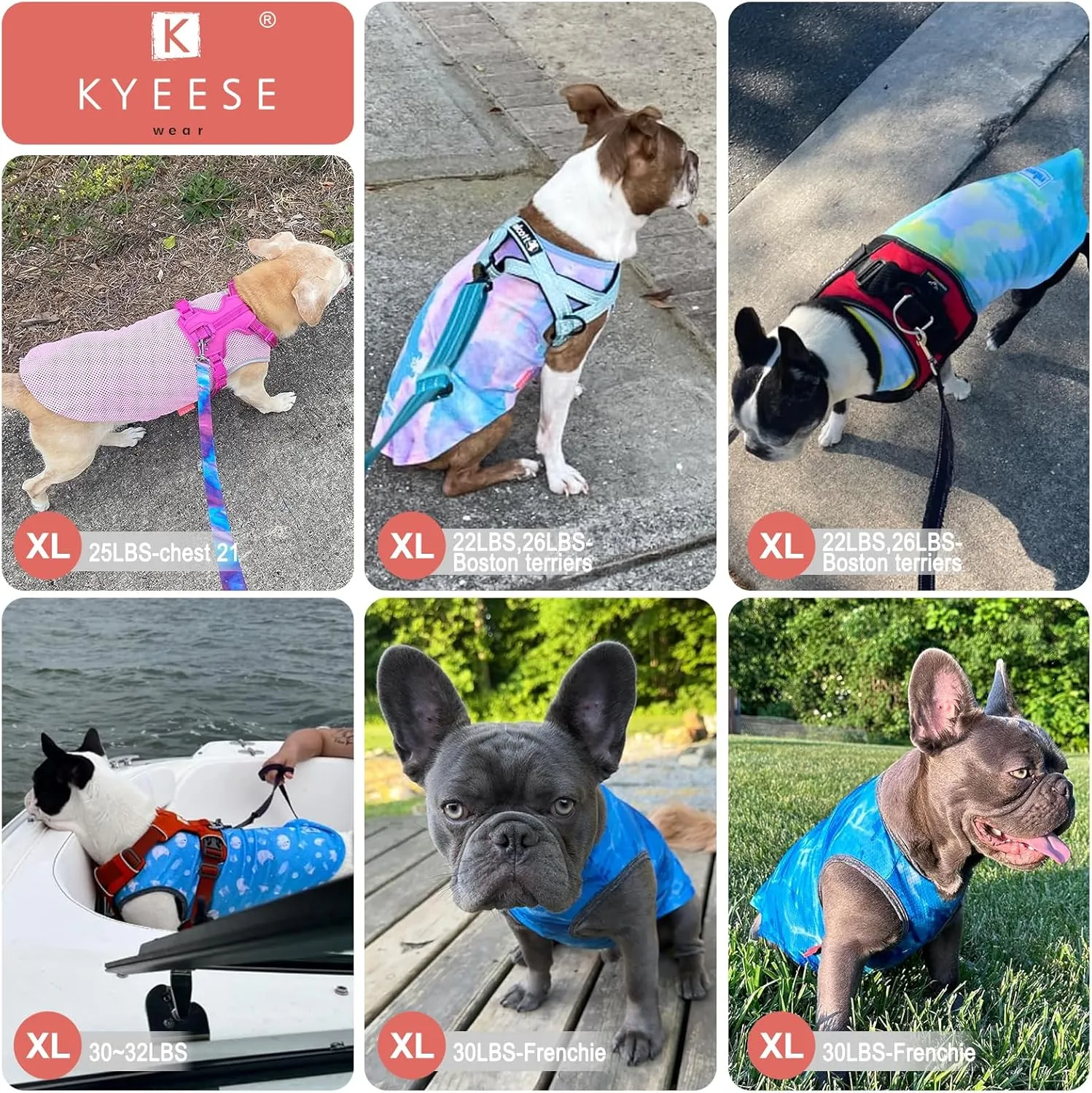 KYEESE 2 Pack Dog Cooling Shirts for Medium Dogs Breathable Instant Cooling Dog Vest for Summer Lightweight Sleeveless Vest Quick Dry Cooling Shirts Great for Hunting, Training, Camping