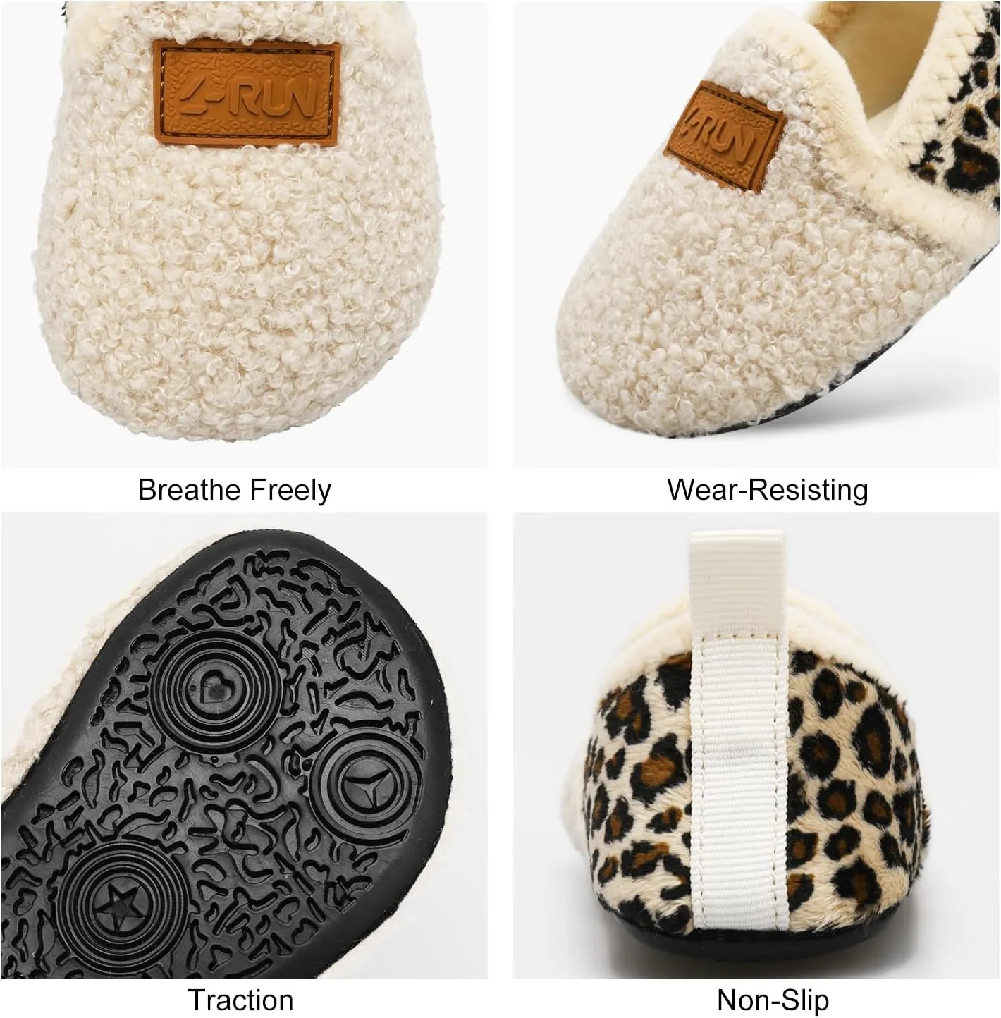 L-RUN Toddler Boys Girls House Slippers Indoor Home Shoes Warm Slipper Socks for Kids Baby Soft Winter Warm Walking Shoes