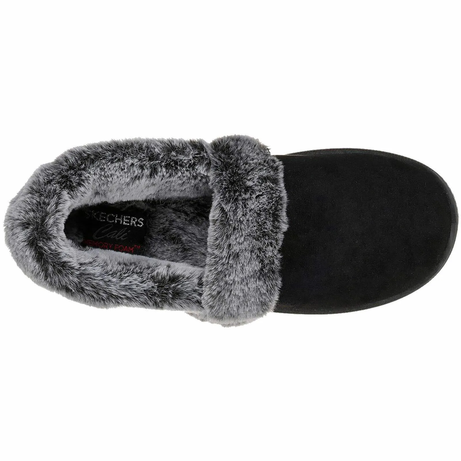 Ladies Skechers Cozy Campfire Team Toasty Black Faux Fur Slippers 32777/BLK