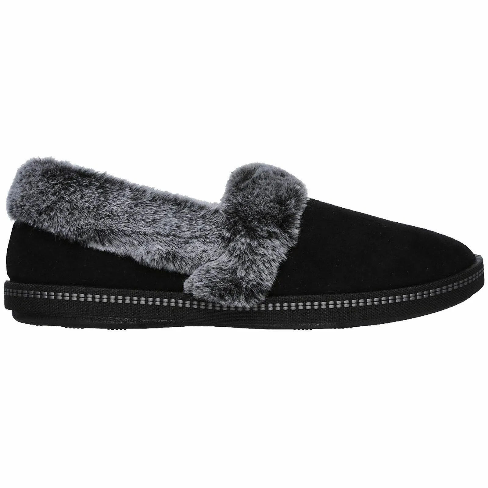 Ladies Skechers Cozy Campfire Team Toasty Black Faux Fur Slippers 32777/BLK