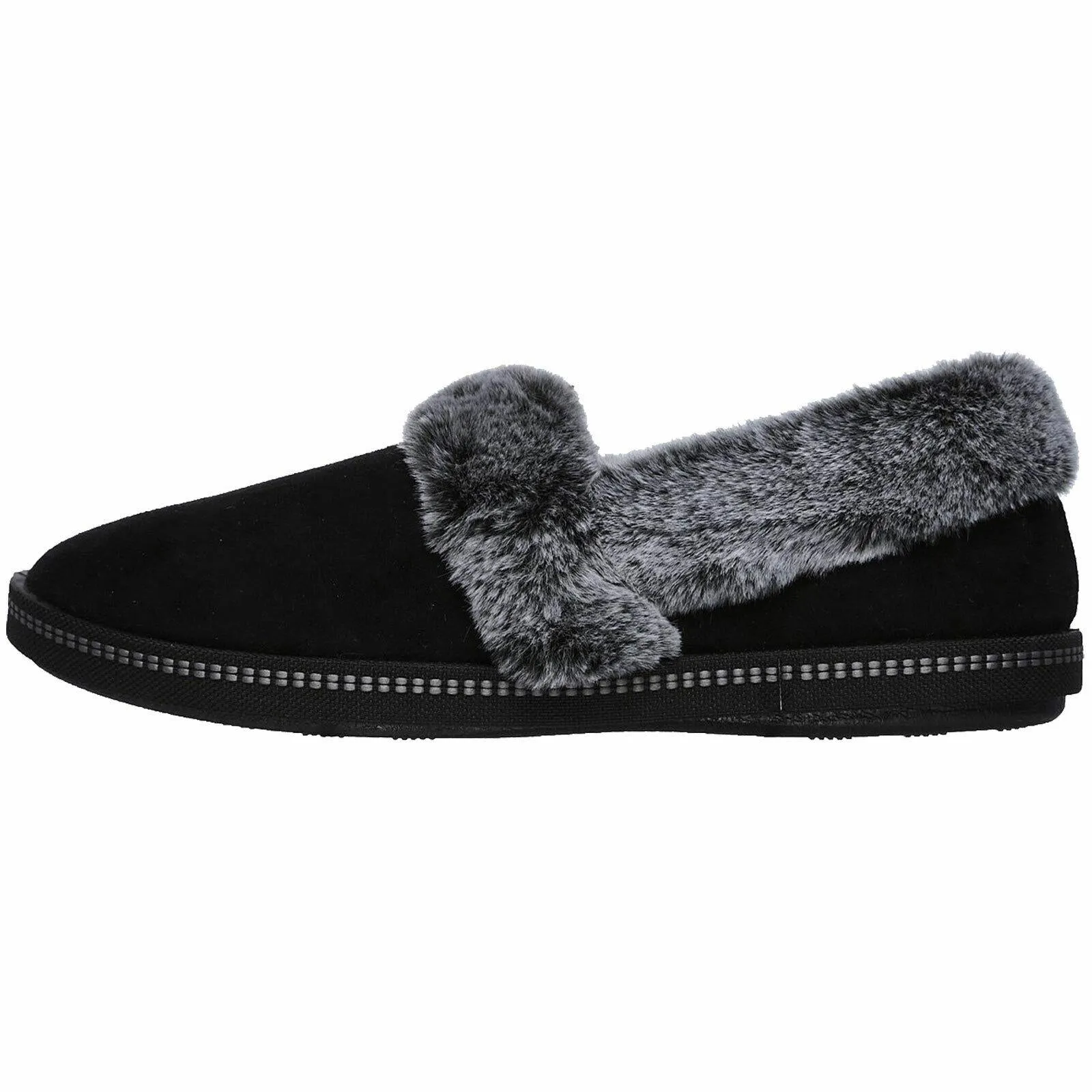 Ladies Skechers Cozy Campfire Team Toasty Black Faux Fur Slippers 32777/BLK