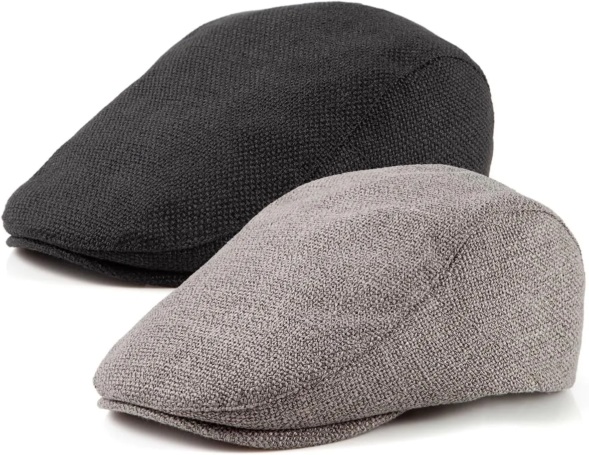 LADYBRO 2Pack Unisex Flat Cap Newsboy Hats for Men Women, Summer Casual Adjustable