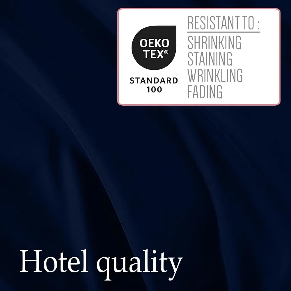 lalaLOOM Queen Bed Sheet Set, Soft Microfiber Hotel Luxury Bedding, Extra Deep Pocket, 4 Piece Sheets and Pillowcase Sets, Breathable Wrinkle, Fade Resistant Easy Care Machine Washable Linen Navy Blue
