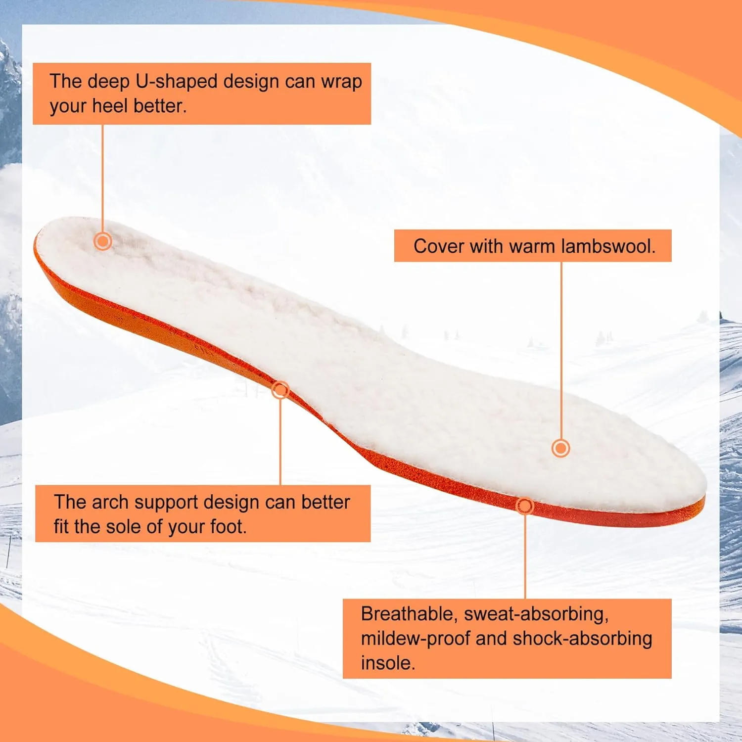 Lamb Wool Shoes Inserts for Men Women's Cushioned Soft Warm Wool Insoles for Boots Comfort Fleece Shoe Liners with Arch Support for Cotton Slippers Winter Shoes White US 8 /EU39