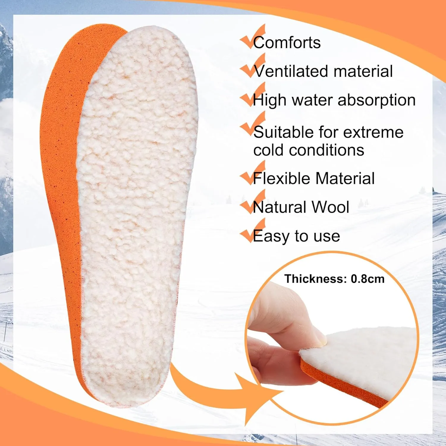Lamb Wool Shoes Inserts for Men Women's Cushioned Soft Warm Wool Insoles for Boots Comfort Fleece Shoe Liners with Arch Support for Cotton Slippers Winter Shoes White US 8 /EU39