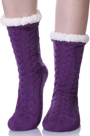 LANLEO Fuzzy Slipper Socks For Women with Grippers Winter Warm Thick Plush Fleece Lining Non Slip Animal Home Socks