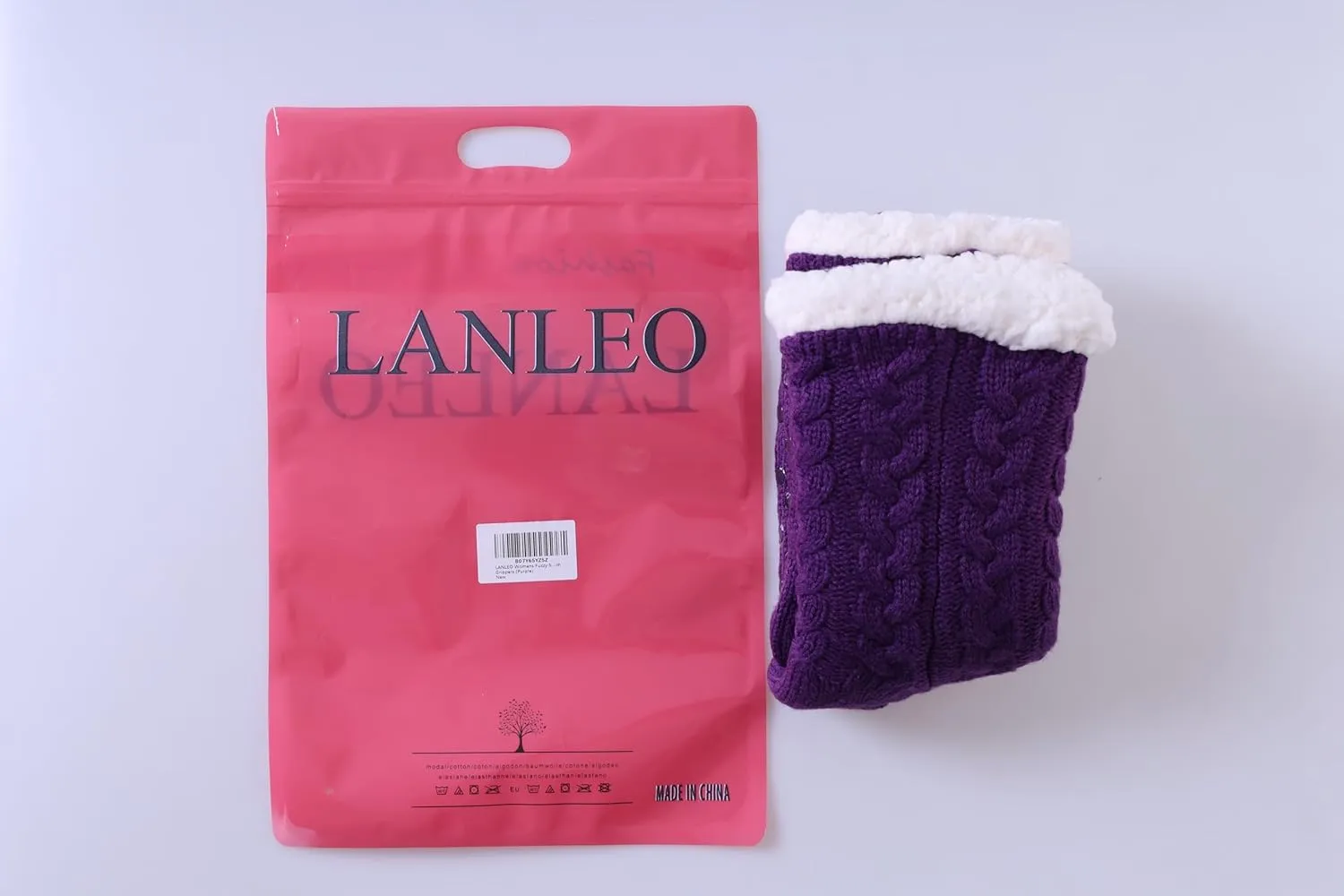 LANLEO Fuzzy Slipper Socks For Women with Grippers Winter Warm Thick Plush Fleece Lining Non Slip Animal Home Socks