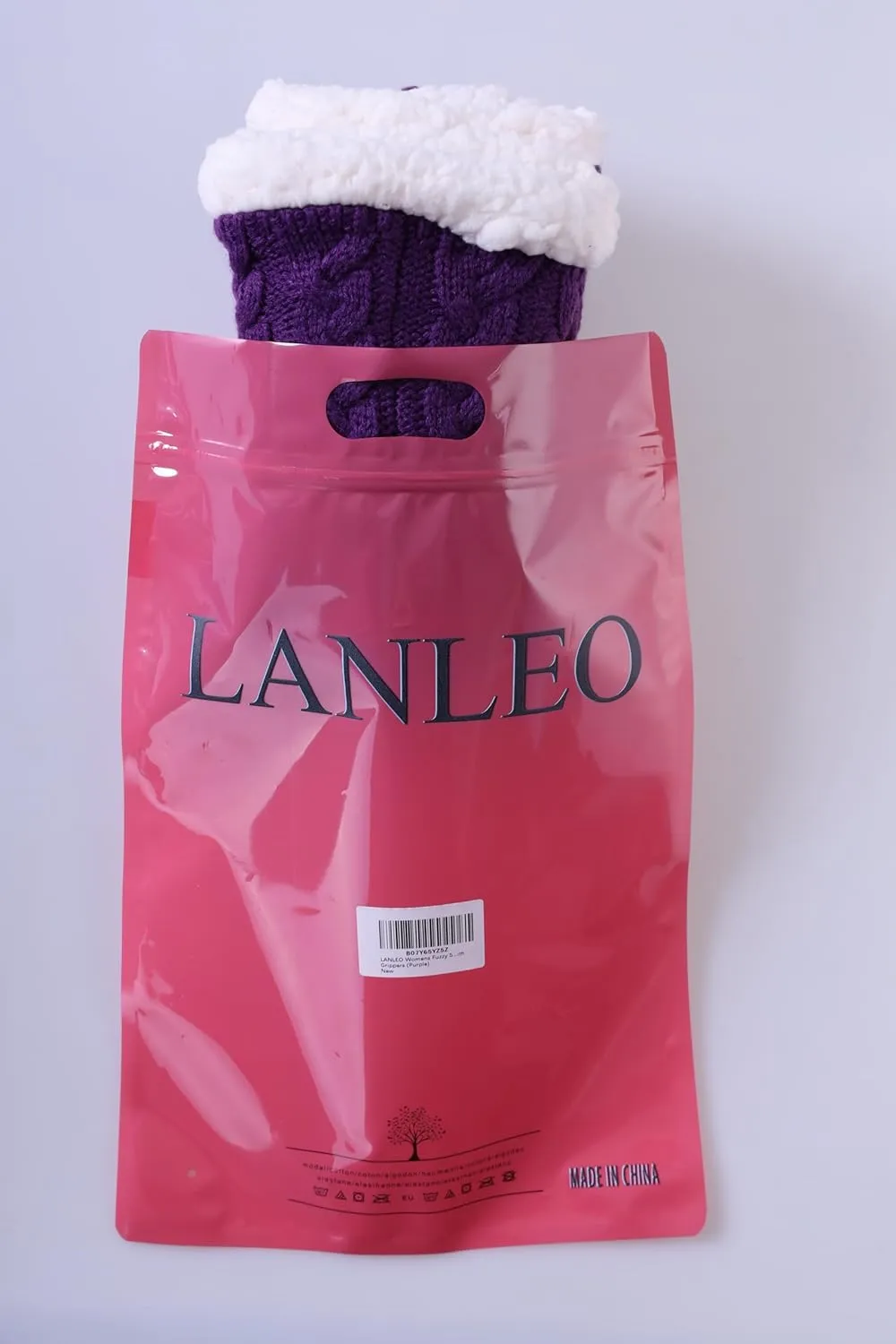 LANLEO Fuzzy Slipper Socks For Women with Grippers Winter Warm Thick Plush Fleece Lining Non Slip Animal Home Socks