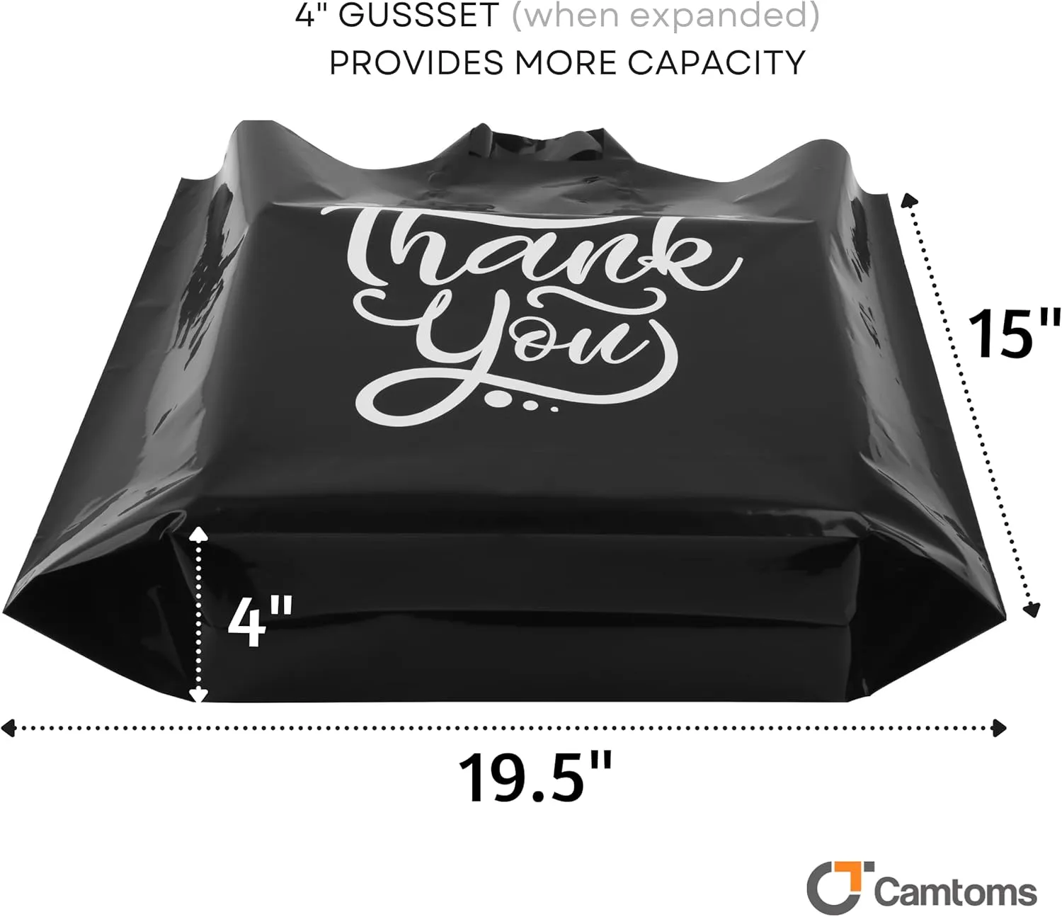 Large Thank You Bags with Handles | Plastic Shopping Bags for Small Business | Retail & Boutique Bags