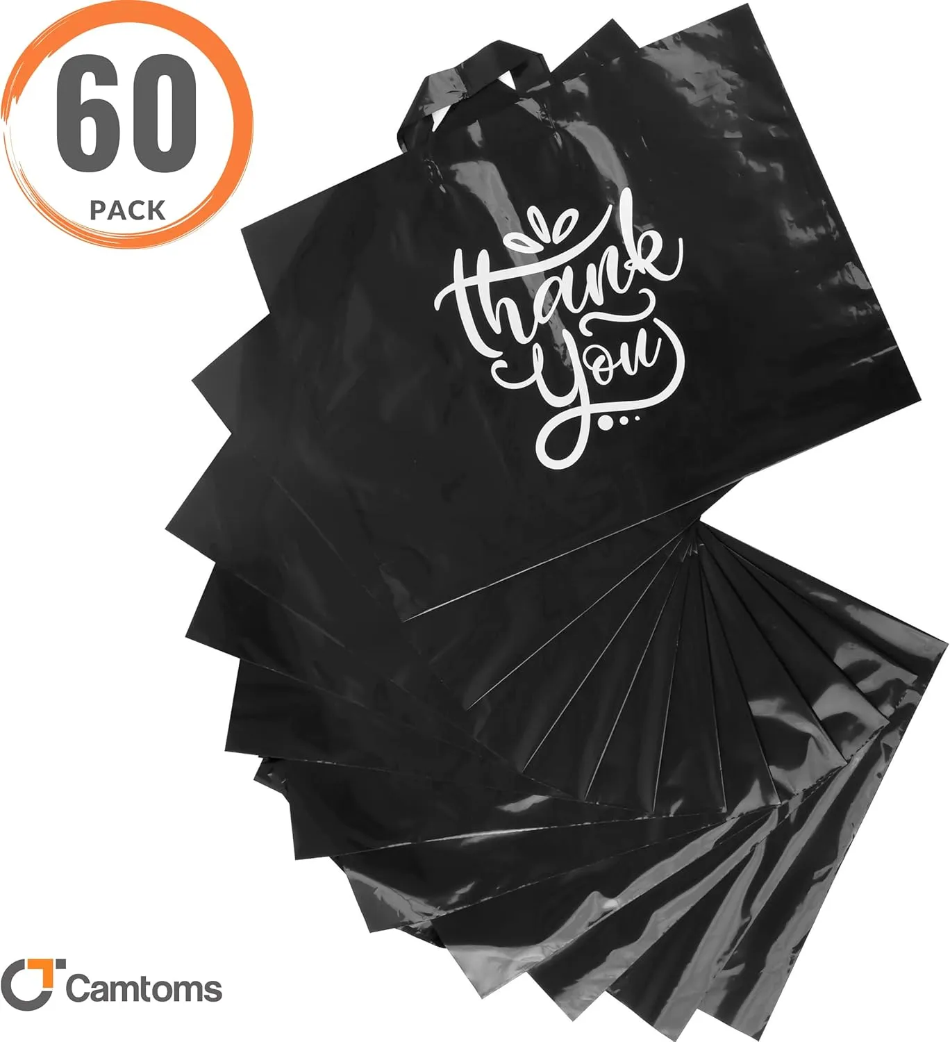 Large Thank You Bags with Handles | Plastic Shopping Bags for Small Business | Retail & Boutique Bags