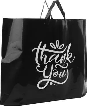 Large Thank You Bags with Handles | Plastic Shopping Bags for Small Business | Retail & Boutique Bags