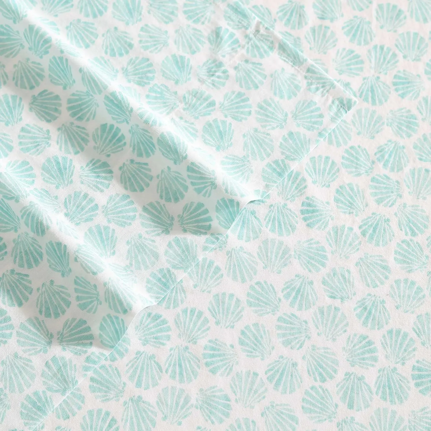 Laura Ashley - King Sheets, Cotton Percale Bedding Set, Lightweight & Breathable Home Decor (Margate Shells Blue, King)