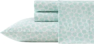 Laura Ashley - King Sheets, Cotton Percale Bedding Set, Lightweight & Breathable Home Decor (Margate Shells Blue, King)