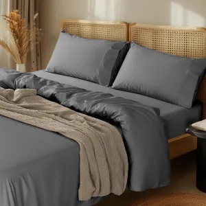 LBRO2M 1000 Thread Count 100% Cotton Sheets Set,King Size Bed Sheet 4 Piece Sets,Long Staple,16 Inches Deep Pocket,All Season,Bedding Super Soft Comforterble Breathable,Sateen(Dark Grey)