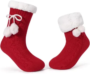 LEMZONE Women's Winter Slipper Socks Warm Cozy Fuzzy Fleece-lined Cabin Socks with Grippers