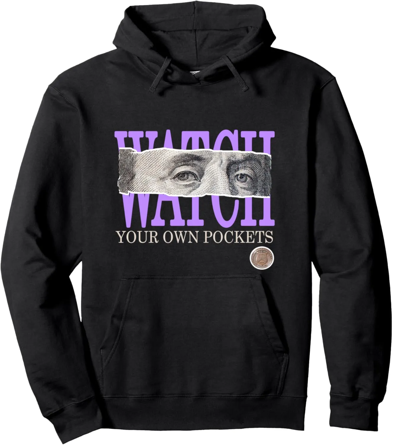 Light Purple Watch Your Own Pockets Purple Violet Graphic Pullover Hoodie