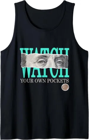 Light Teal Aqua Say Less Watch Your Own Pocket Teal Aqua Tank Top