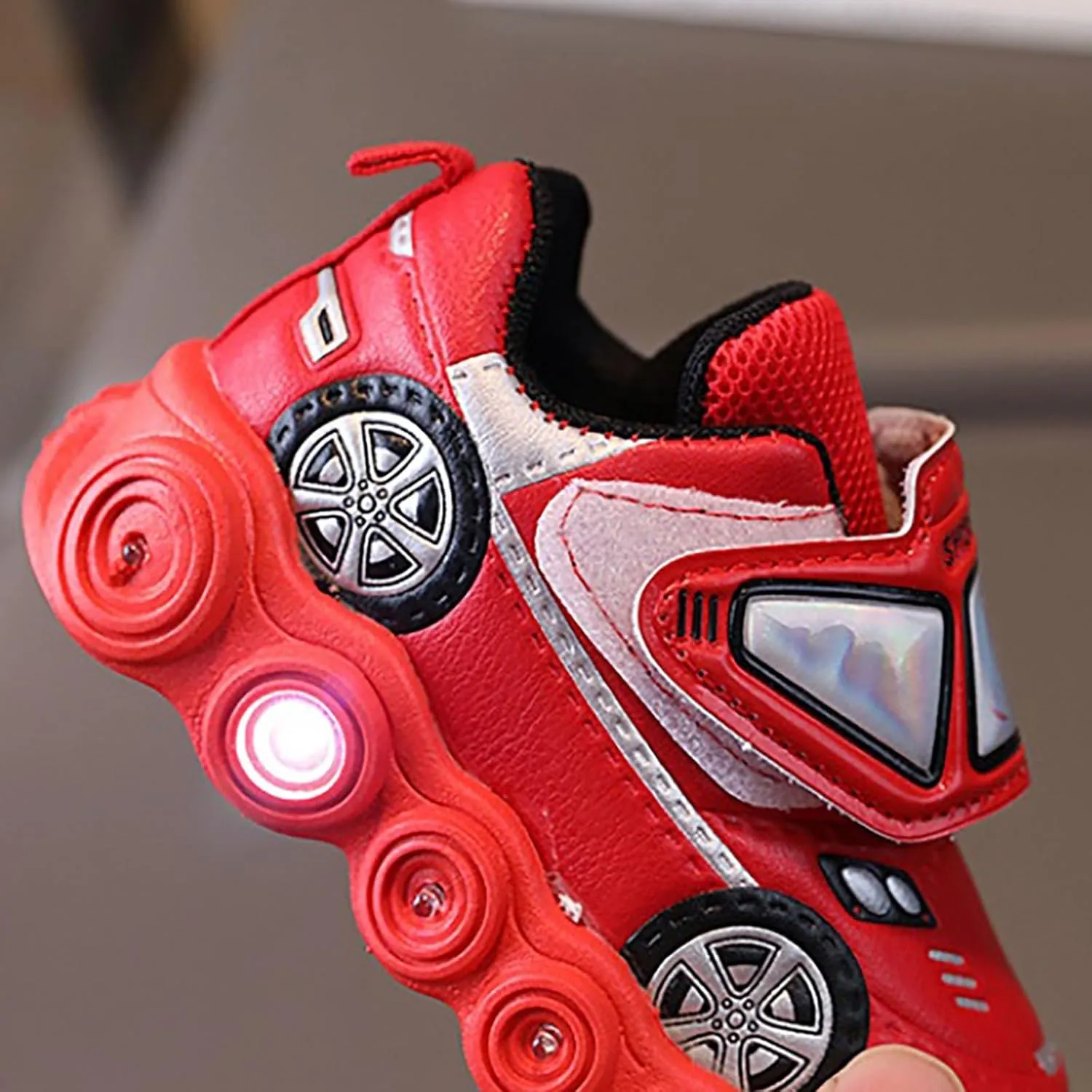 Light Up Toddler Boys Shoes Car Pattern LED Luminous Sport Sneaker, Little Fashion Cute Soft Sole Girls Size 2 Shoes