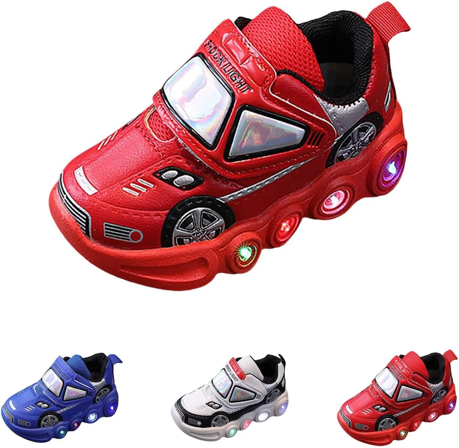 Light Up Toddler Boys Shoes Car Pattern LED Luminous Sport Sneaker, Little Fashion Cute Soft Sole Girls Size 2 Shoes