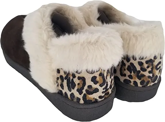 Lined Fashion-forward Suede Round Slippers Fur Faux Clarks Toe Leather Ankle Brown/Brown Leopard Exclusive choices