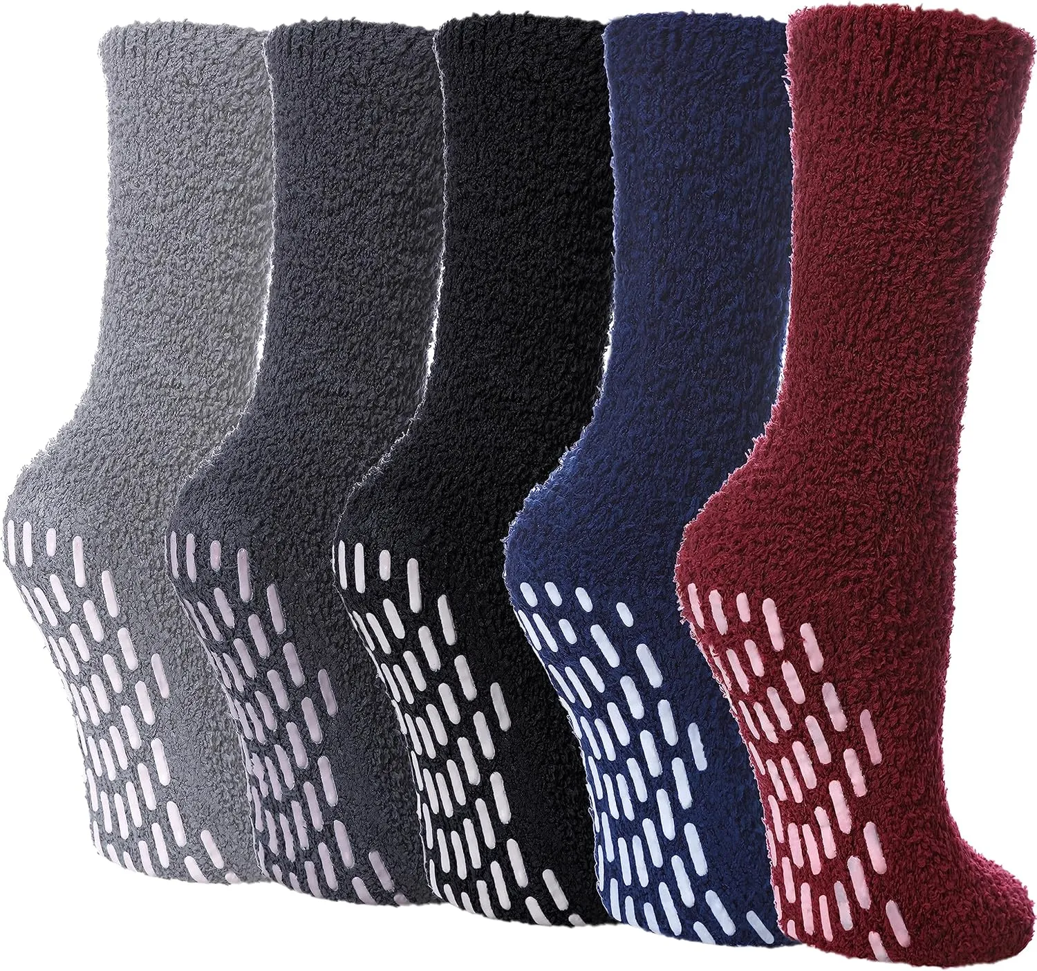 LINEMIN Non-Slip Fuzzy Socks for Women - Cozy Hospital Soft Fluffy Socks With Grips - Winter Warm Slipper