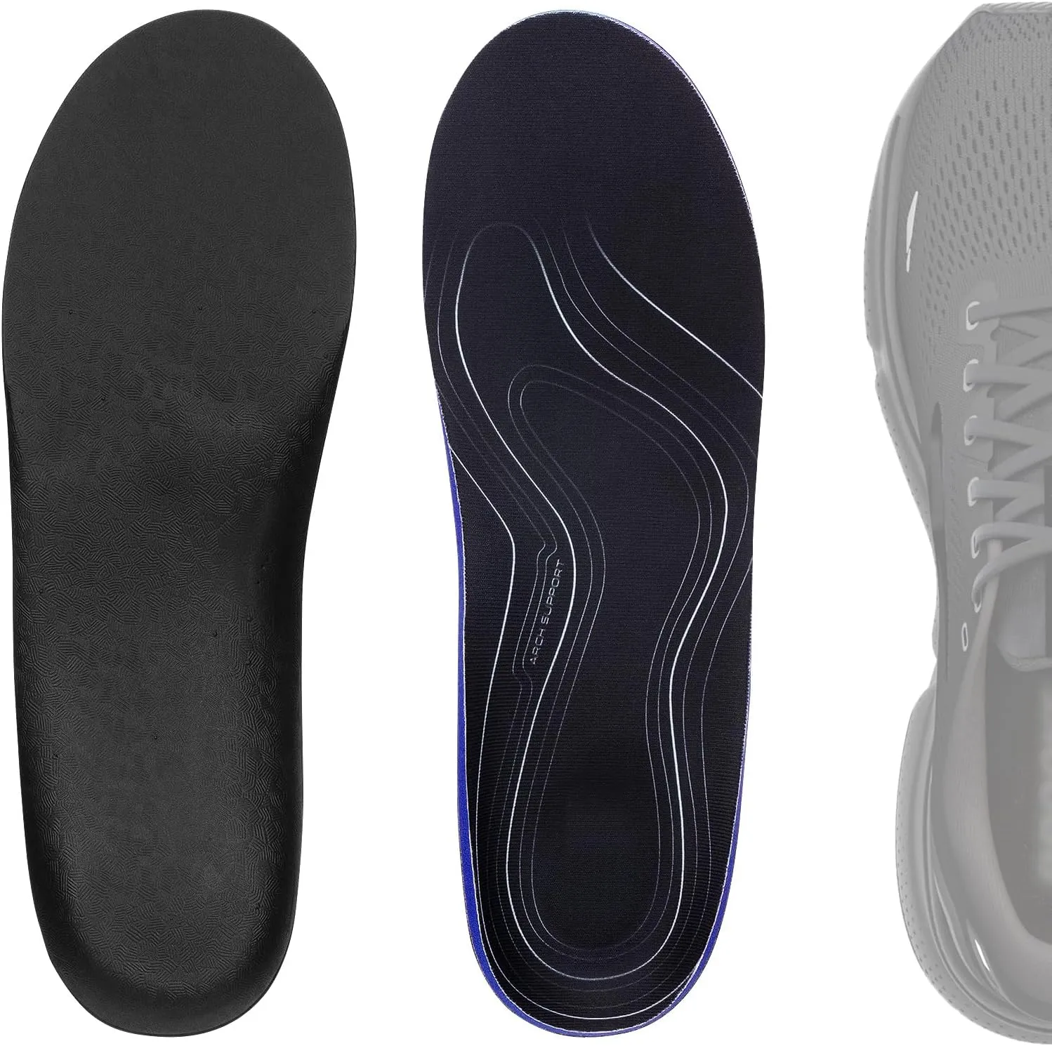 Linkidea 2 Pairs Arch Support Shoe Insoles Compatible with Brooks Ghost 15, GTS 23, Anthem 6, Replacement Shoe Inserts, Shock Absorption Cushion (US Men 5/Women 6.5)