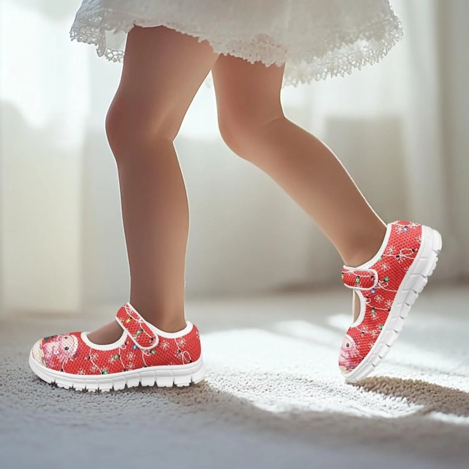 Little Girls Mary Jane Dress Shoes Princess Flats Shoes Mesh Breathable Walking Sneakers for School,Wedding Party