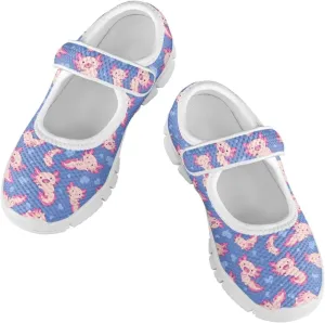 Little Girls Mary Jane Dress Shoes Princess Flats Shoes Mesh Breathable Walking Sneakers for School,Wedding Party