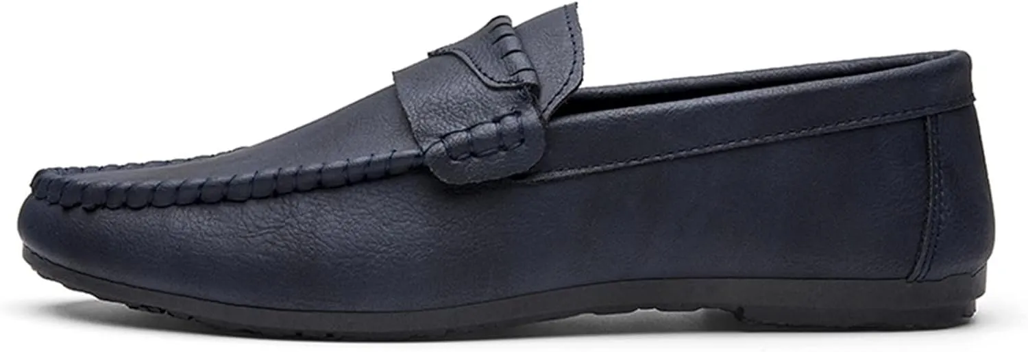 Loafers for Men Simple Moccasins Shoes Leather Flexible Slip Resistant Lightweight Fashion Slip-on