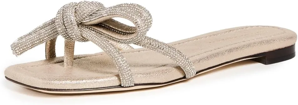 Loeffler Randall Women's Hadley Leather Bow Flat Sandals