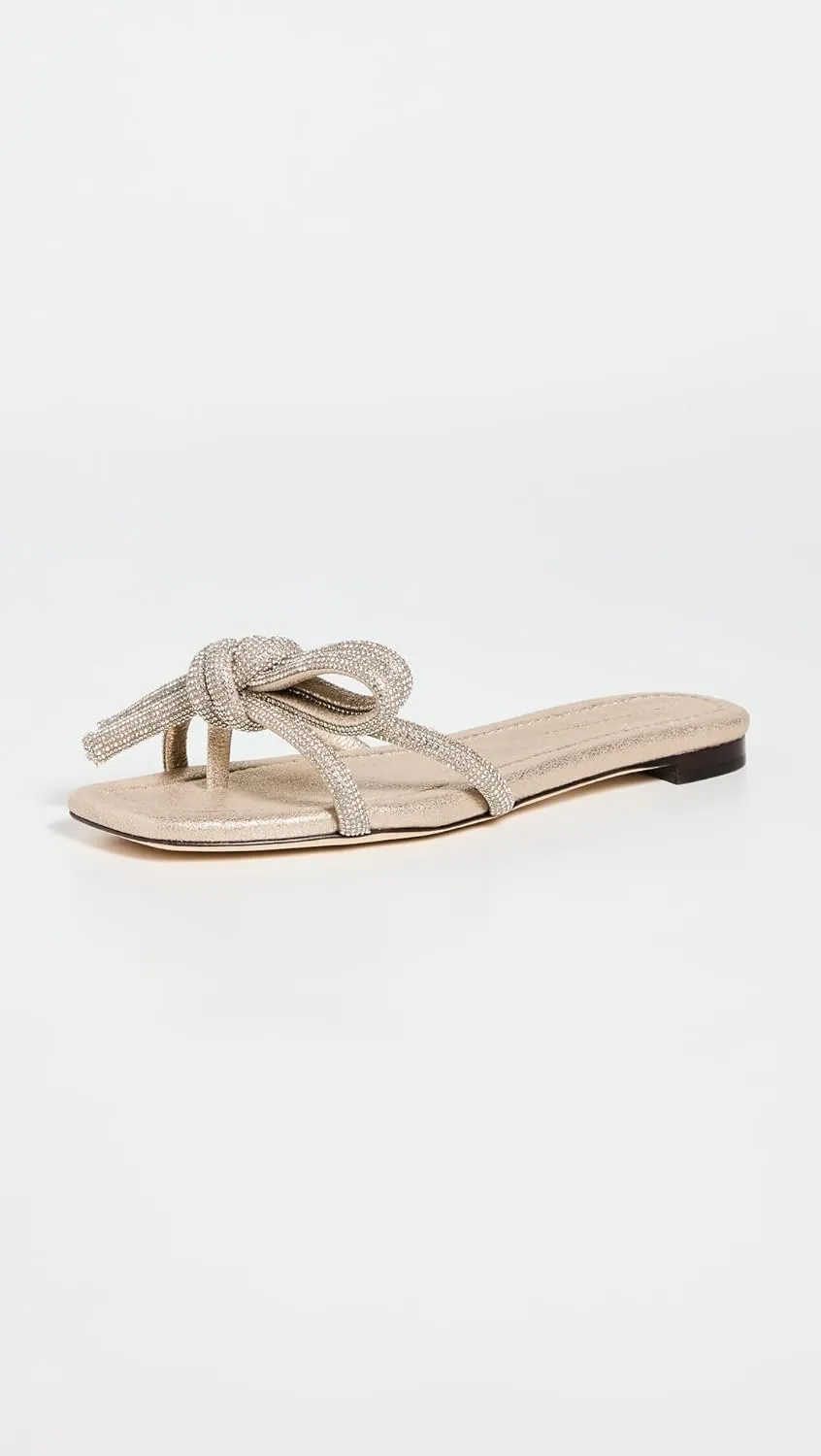 Loeffler Randall Women's Hadley Leather Bow Flat Sandals