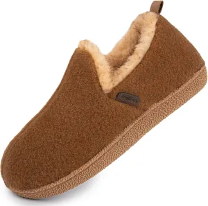 LongBay Women's Felt Bootie Slippers Warm Cozy Memory Foam Slipper Boots with Polar Fleece Lining Non Slip House Shoes Indoor Outdoor