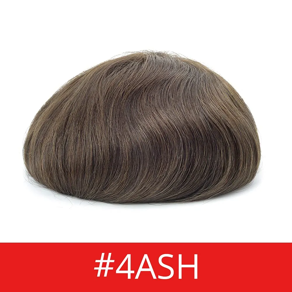 Lordhair Toupee for Men Thin Skin with Gauze Durable Hair System Men's Hairpieces 8x10 Inches Base (8x10)#4ASH