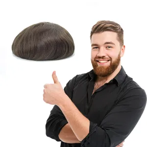 Lordhair Toupee for Men Thin Skin with Gauze Durable Hair System Men's Hairpieces 8x10 Inches Base (8x10)#4ASH