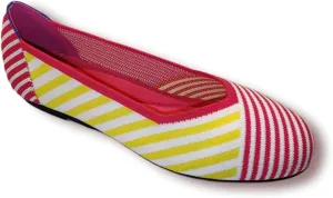 Lorraine Strips Slide On Flat Shoes, Yellow/Fuchsia, 8