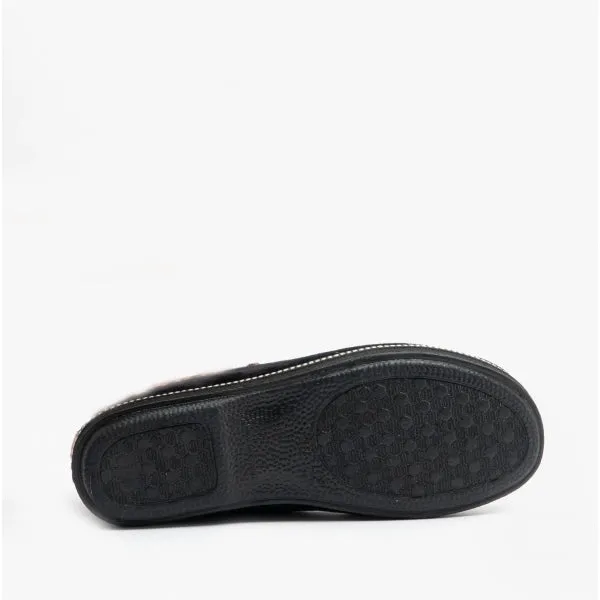 Lotus ELIZA Womens Full Slippers Black