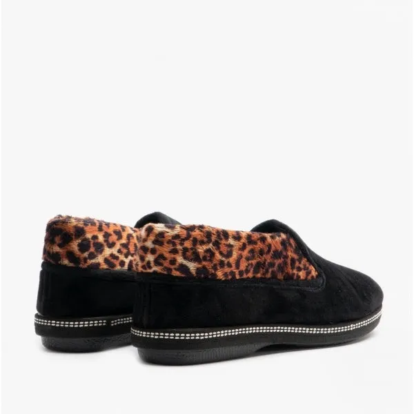 Lotus ELIZA Womens Full Slippers Black