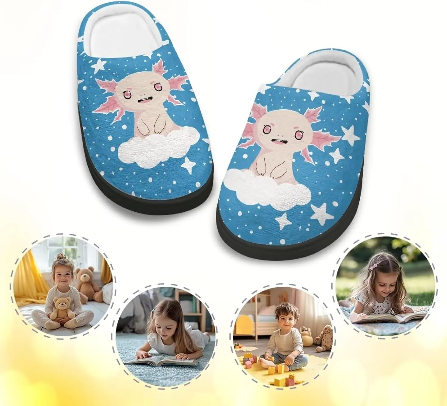 Lotusorchid Slippers for Kids, Soft Cushion House Slipper for Girls, Cozy Closed Toe Bedroom Slipper for Boys, Fuzzy Sleep Slippers