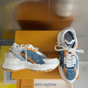 Louis Huge price cut Blue Jacquard Run Monogram 55mm Mix Vibrant Fabric Orange 55 Sneaker Light Vuitton