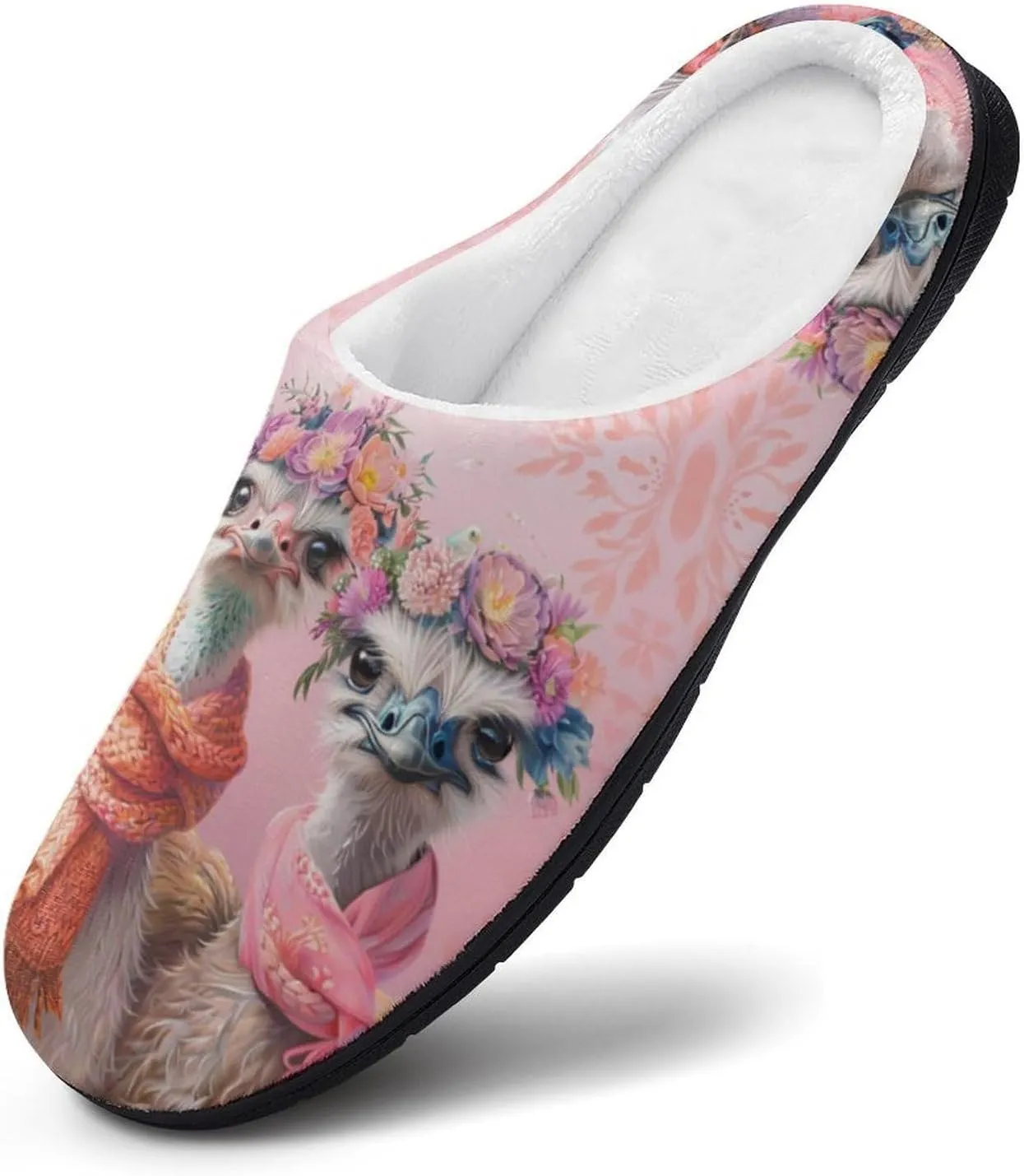 Lovely Ostriches Family Men's Cotton Slippers Soft House Shoes Anti-Skid Bedroom Slipper for Home Outdoor