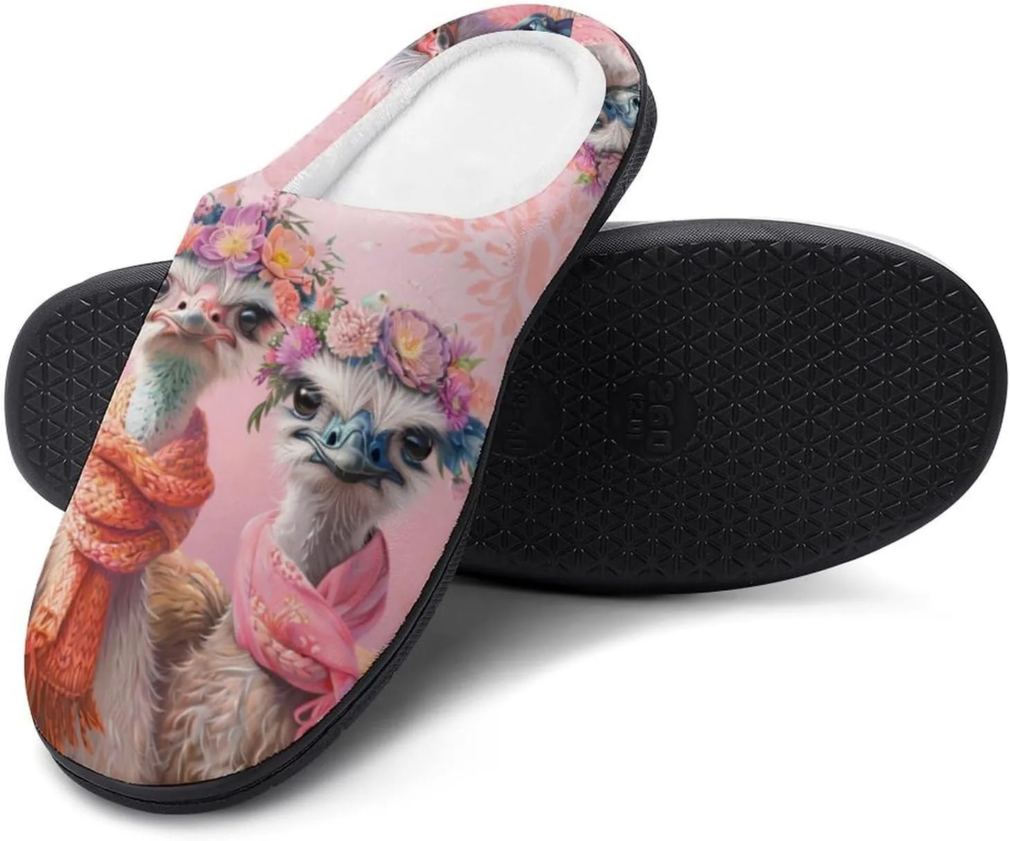 Lovely Ostriches Family Men's Cotton Slippers Soft House Shoes Anti-Skid Bedroom Slipper for Home Outdoor