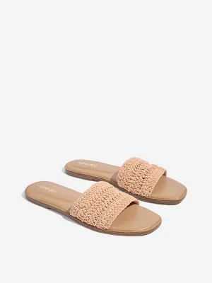 LUNA BLU Peach Crochet-Strap Slides