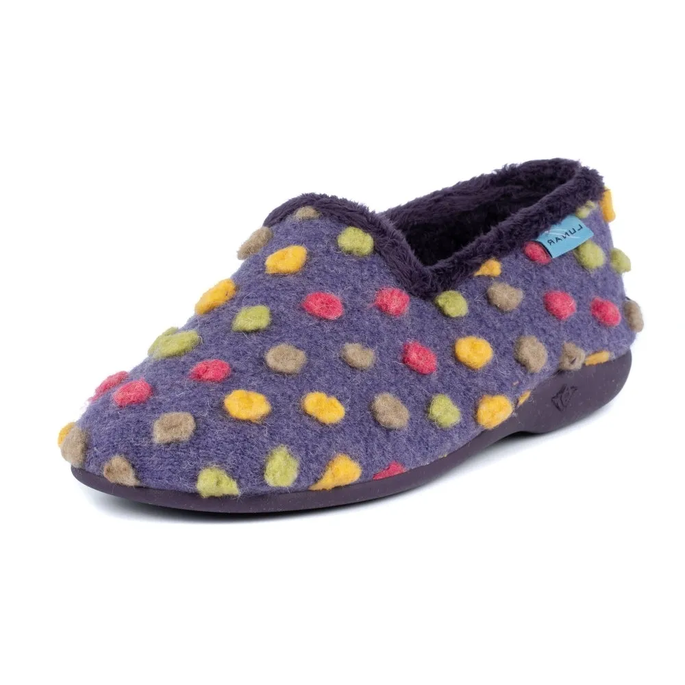 Lunar Helix Women's Slip On Polka Dot Machine Washable Slipper Purple
