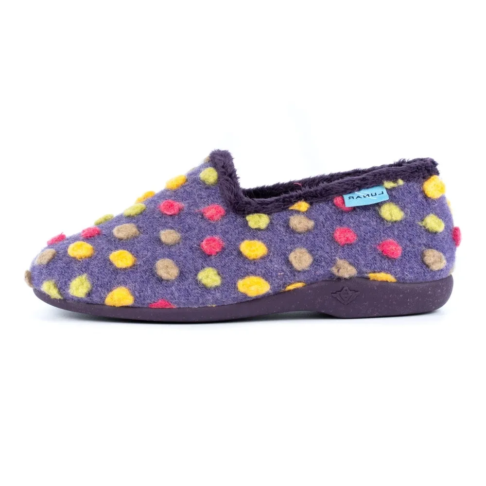 Lunar Helix Women's Slip On Polka Dot Machine Washable Slipper Purple