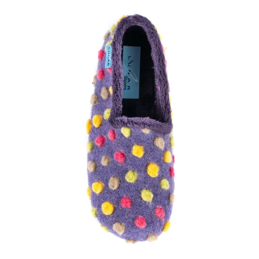 Lunar Helix Women's Slip On Polka Dot Machine Washable Slipper Purple