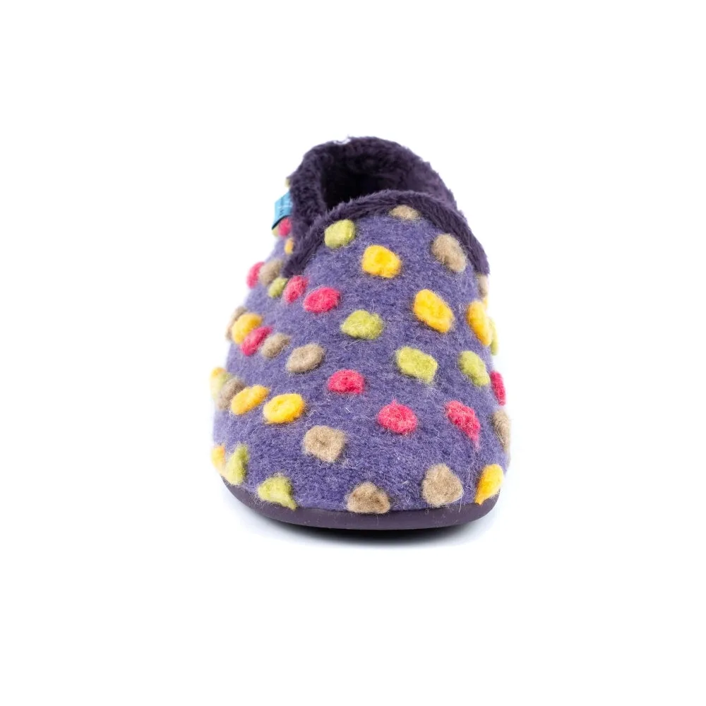 Lunar Helix Women's Slip On Polka Dot Machine Washable Slipper Purple