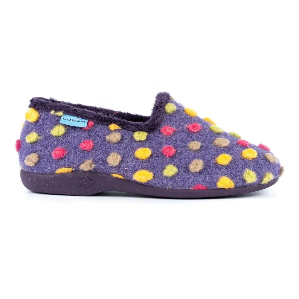 Lunar Helix Women's Slip On Polka Dot Machine Washable Slipper Purple