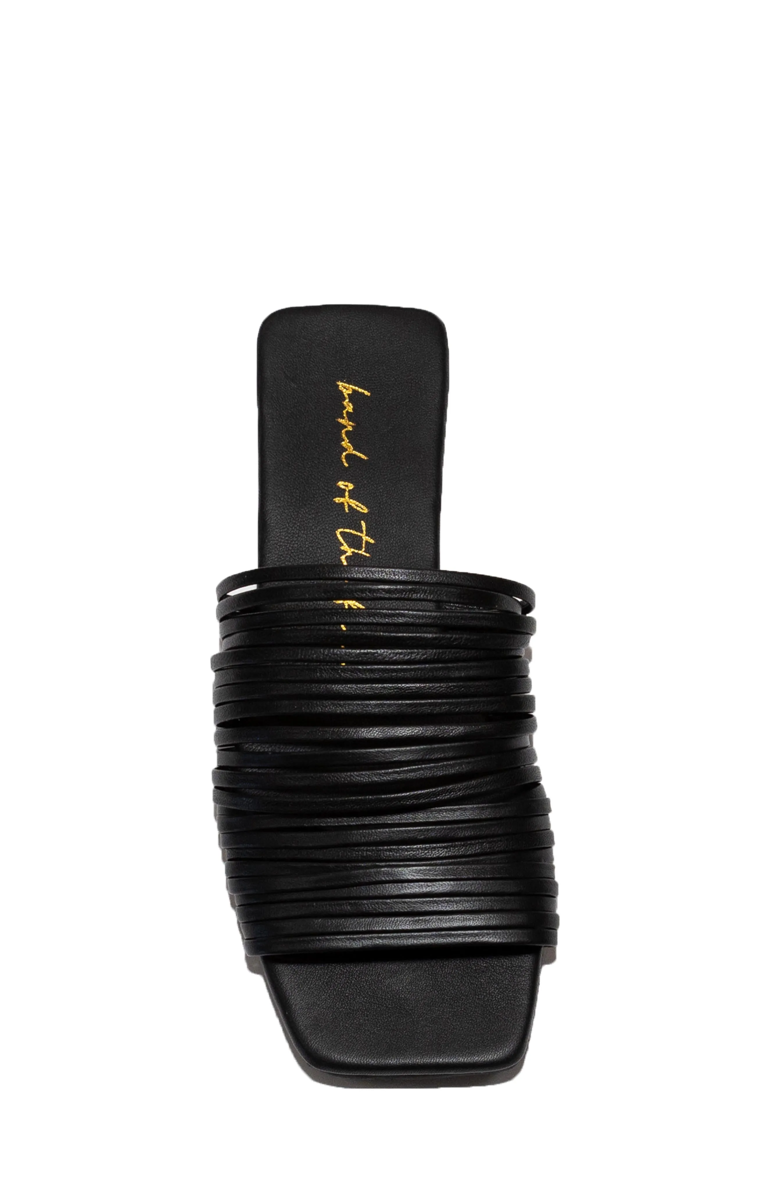 Lyra Black Leather Strappy Slide Sandal