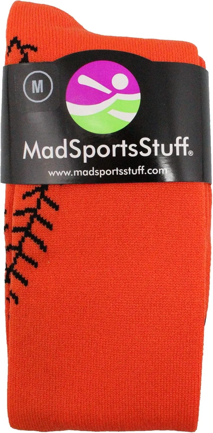MadSportsStuff Softball Socks with Stitches for Girls and Women Youth and Adult Sizes in Over the Calf Length Kids