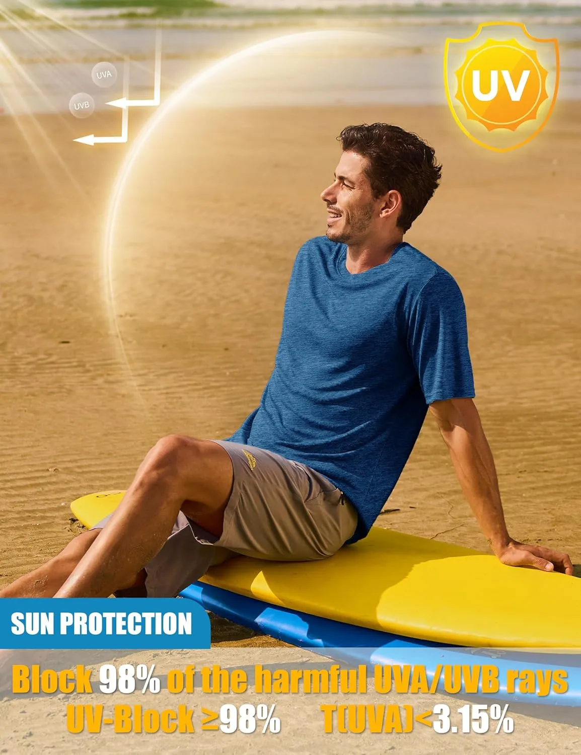 MAGCOMSEN Men's Short Sleeve Sun Protection Shirts Quick Dry Athletic T-Shirts Hiking Running Workout Gym Rash Guard